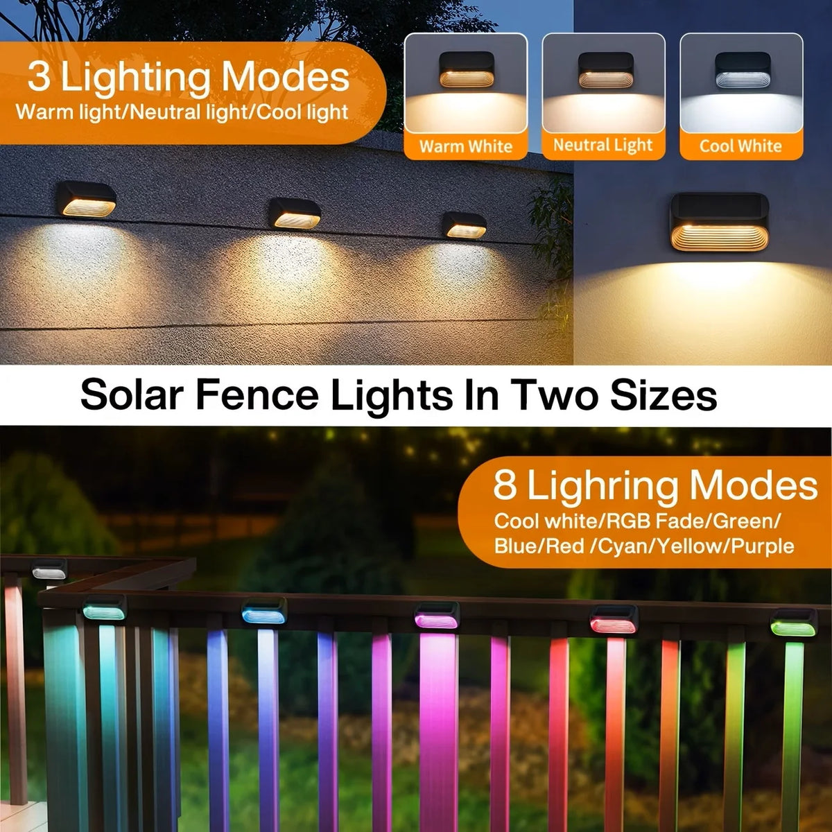 TDL013 Solar Wall Lamp With Warm White And RGB Modes