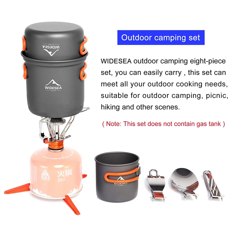 Widesea Camping Cookware Set Portable Stove Pot Cup For Three
