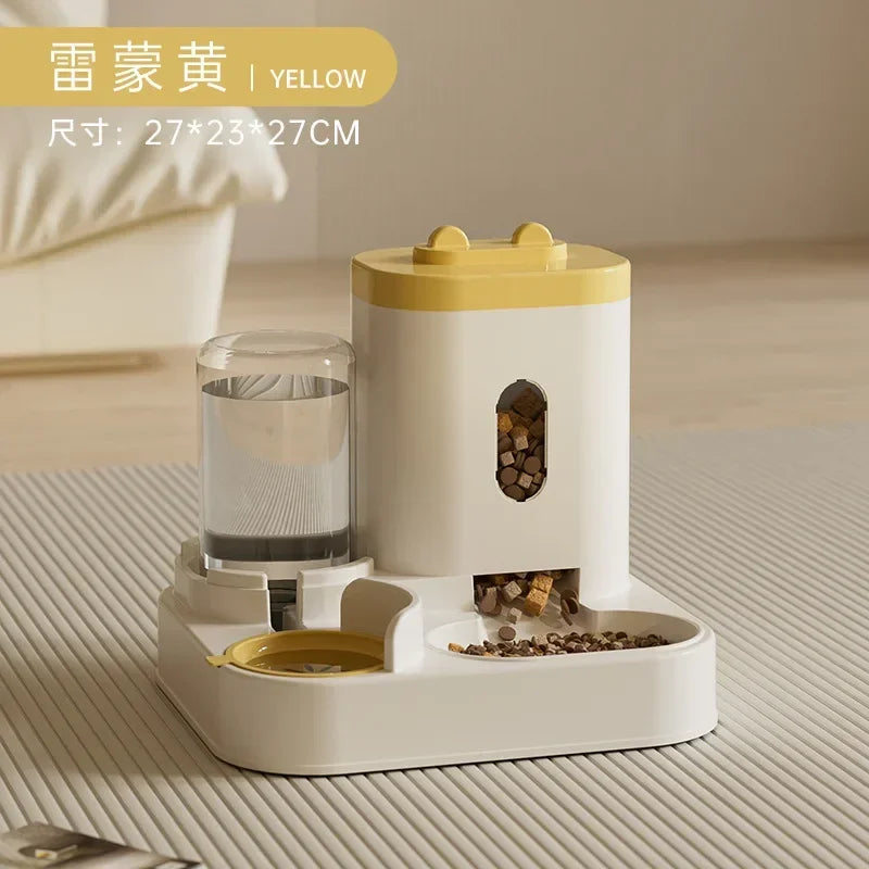Automatic Pet Feeder With Water Fountain Large Capacity Storage