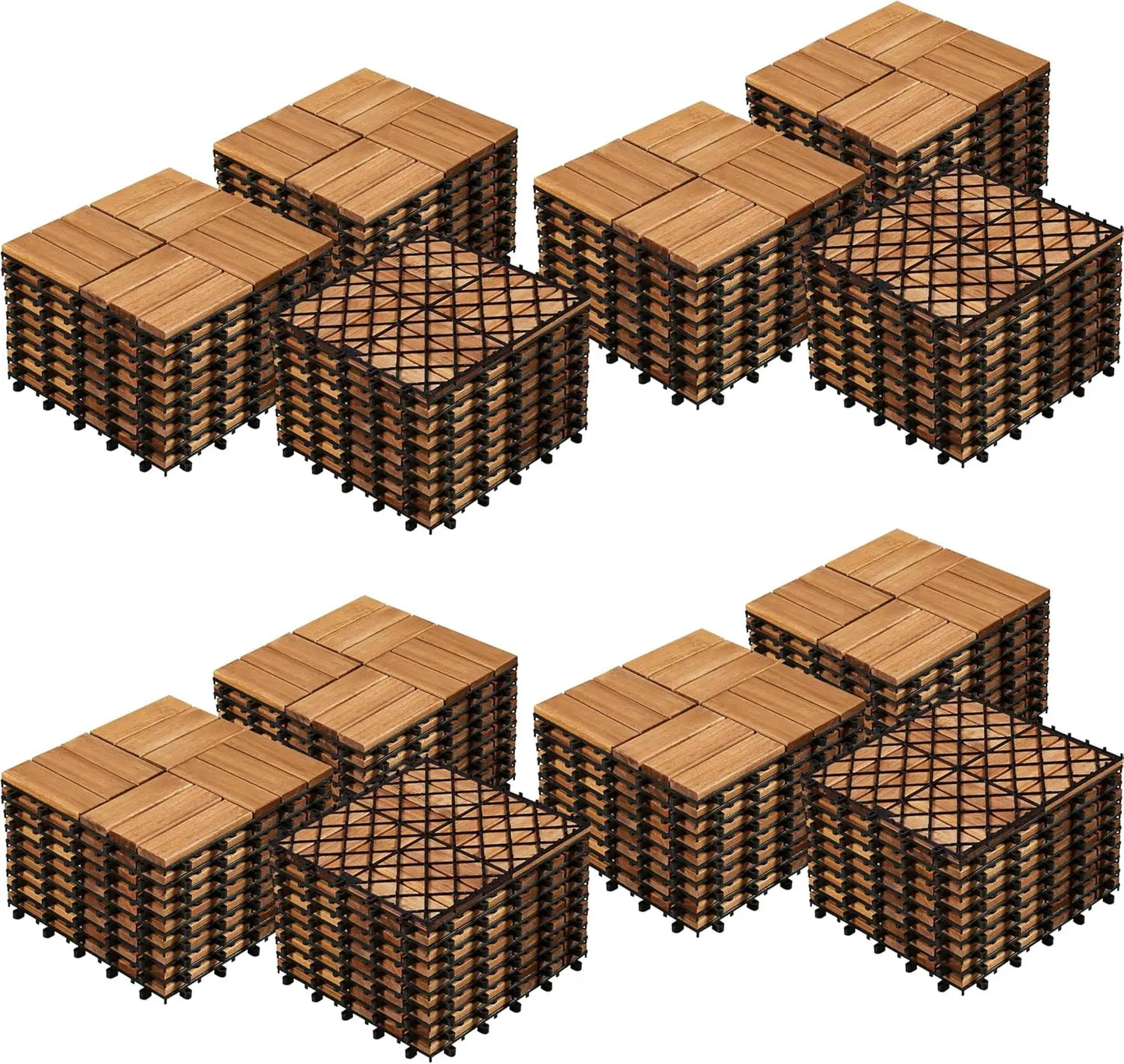 XMSJ Hardwood Interlocking Patio Deck Tiles Acacia Waterproof Wood