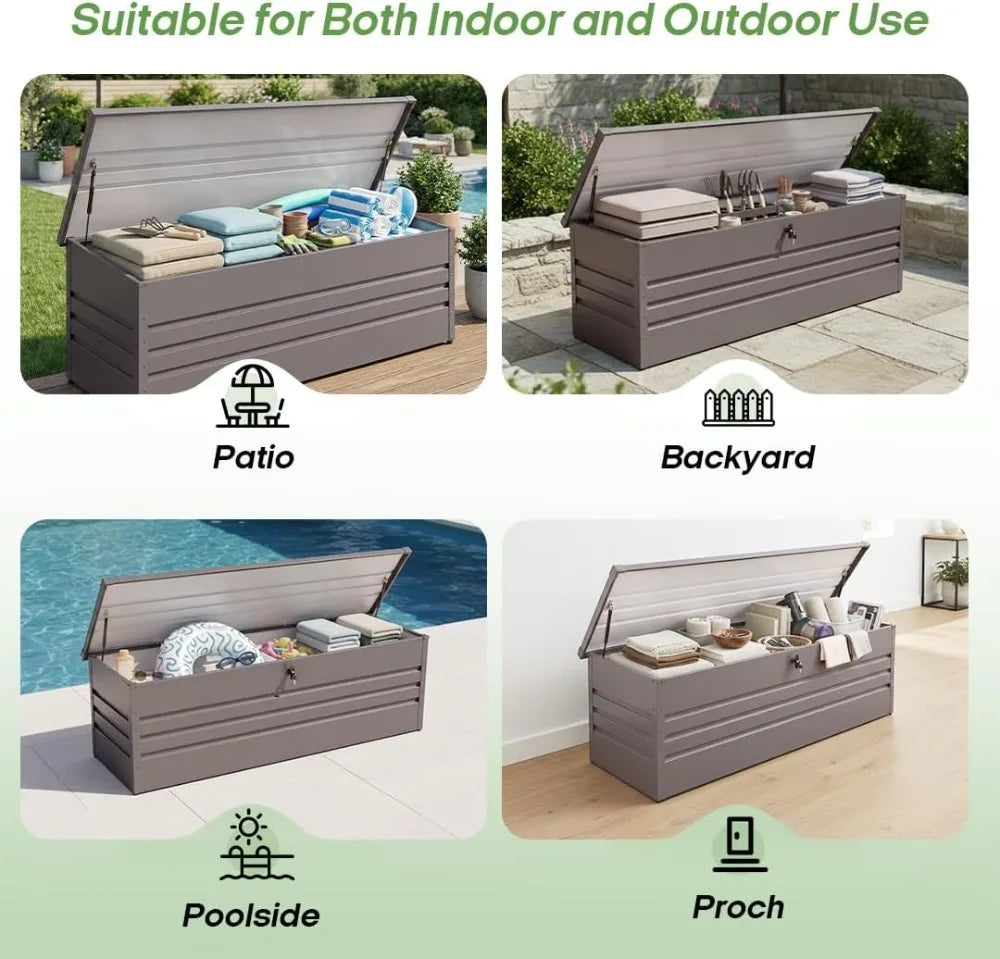Outdoor Waterproof Metal Storage Box For Patio Tools And Gear