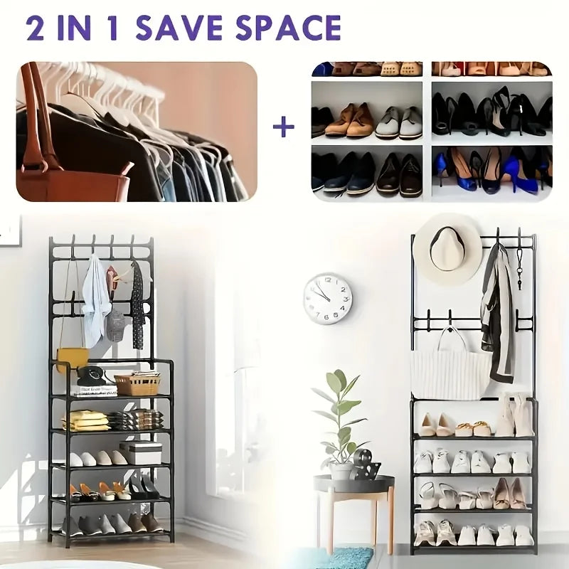 5-Layer Multifunctional Shoe And Coat Rack, Large Capacity