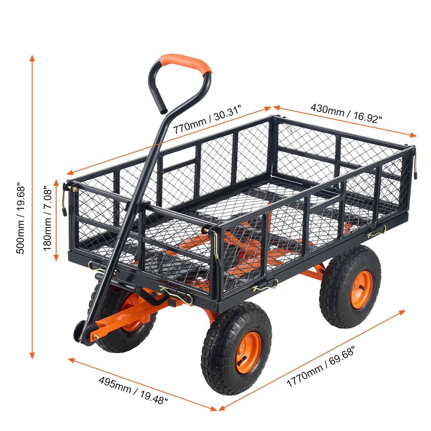 SucceBuy Garden Cart Sturdy Utility Wagon With Dump Cart 400 To 880 Lbs Capacity