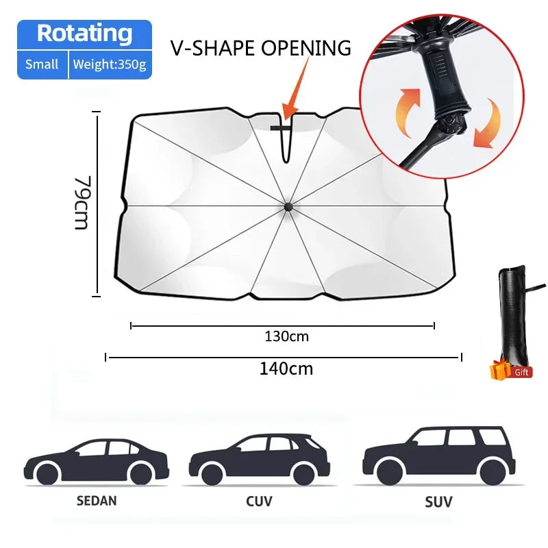 Foldable Car Sun Shade Umbrella Windshield Parasol Summer Heat Shield