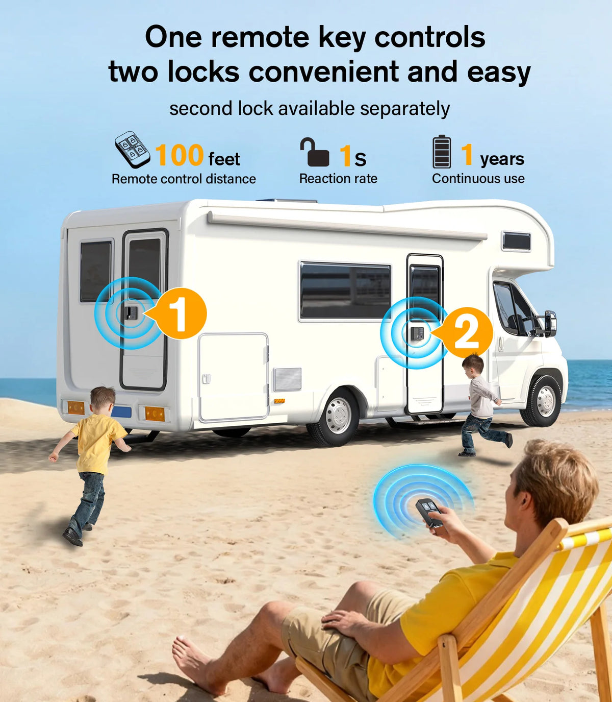 Smart RV Door Lock Keyless Entry Weatherproof With Remote Keypad