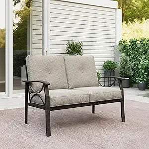 Aluminum Outdoor Patio Sofa, 3-Seat All-Weather Couch With Cushions