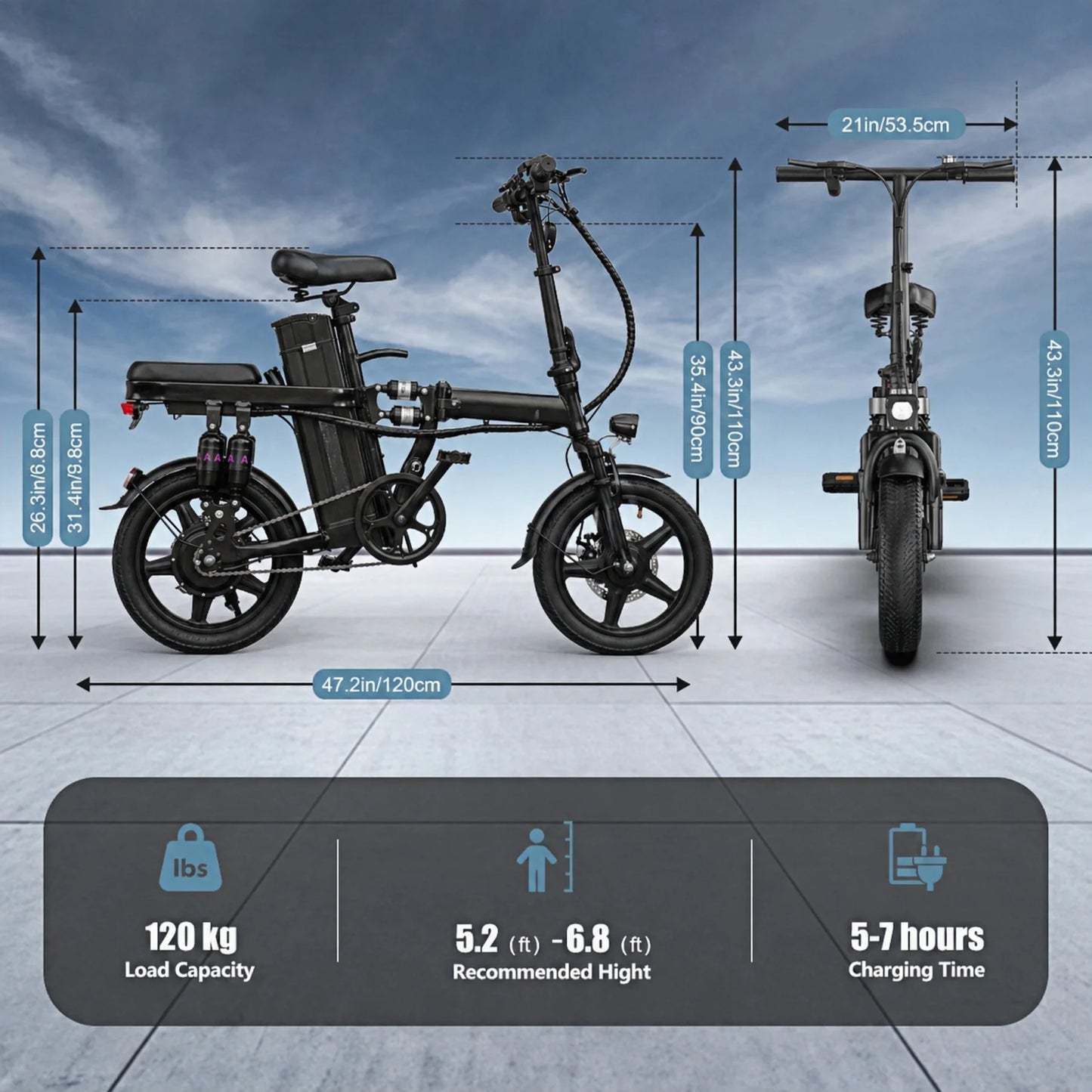 Foldable 500W Electric Bicycle With 48V 15Ah Battery
