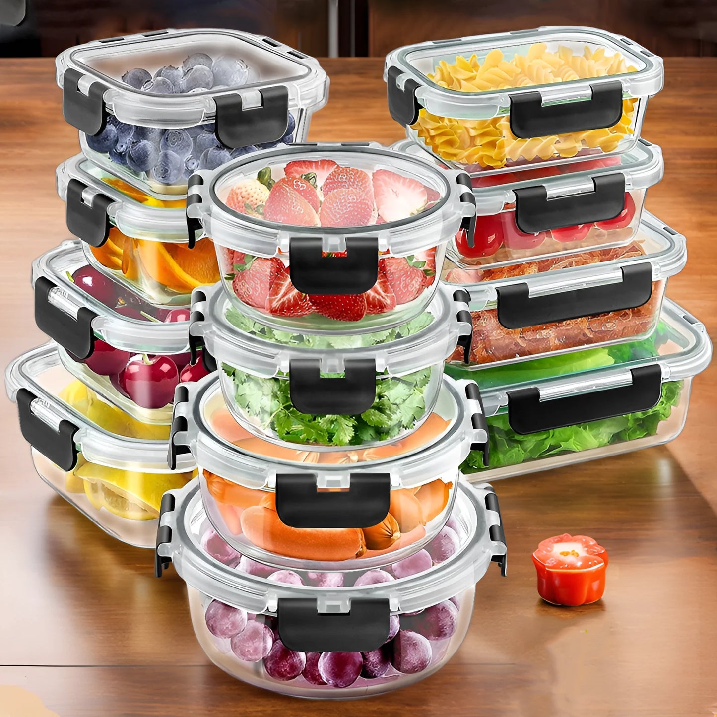 Glass Lunch Box Set 12 Piece Airtight Bento Boxes Containers