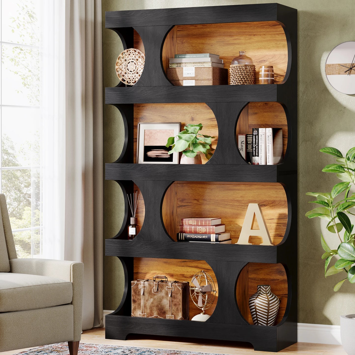 Tribesigns S Shaped 4-Tier Bookcase For Home Office Display