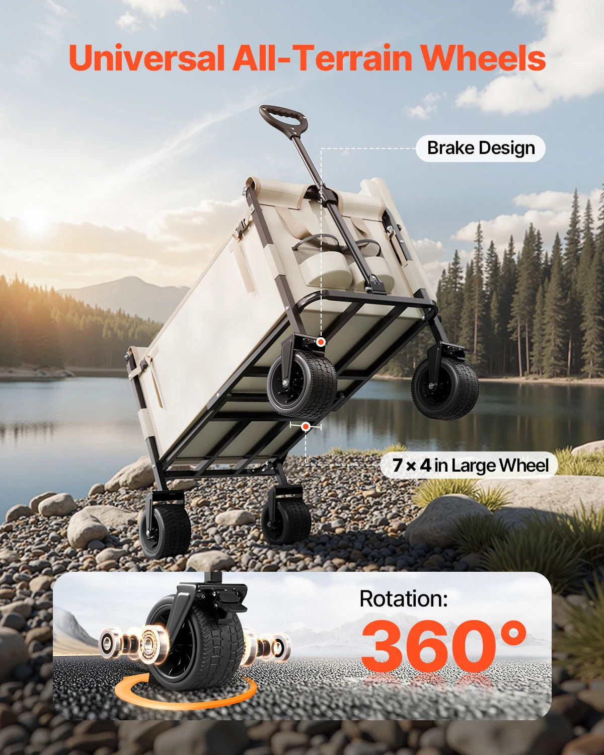 Vevor Collapsible Folding Wagon 550 Lb Load Portable Utility Cart