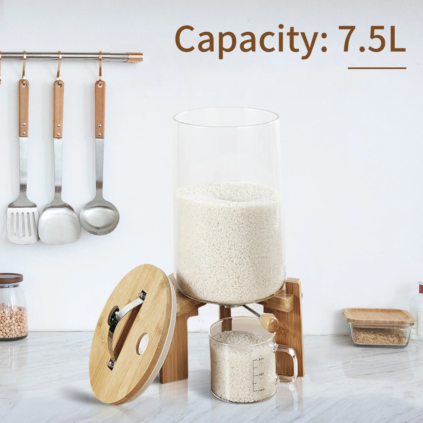 Glass Airtight Flour And Cereal Storage Container For Kitchen
