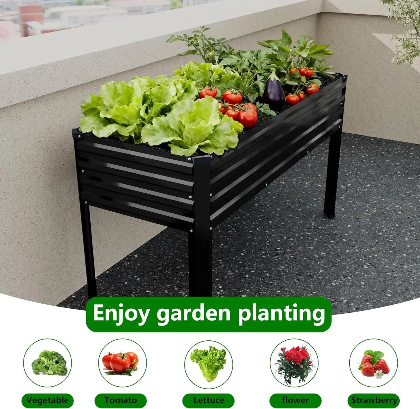 Galvanized Metal Elevated Raised Garden Bed For Outdoor Use