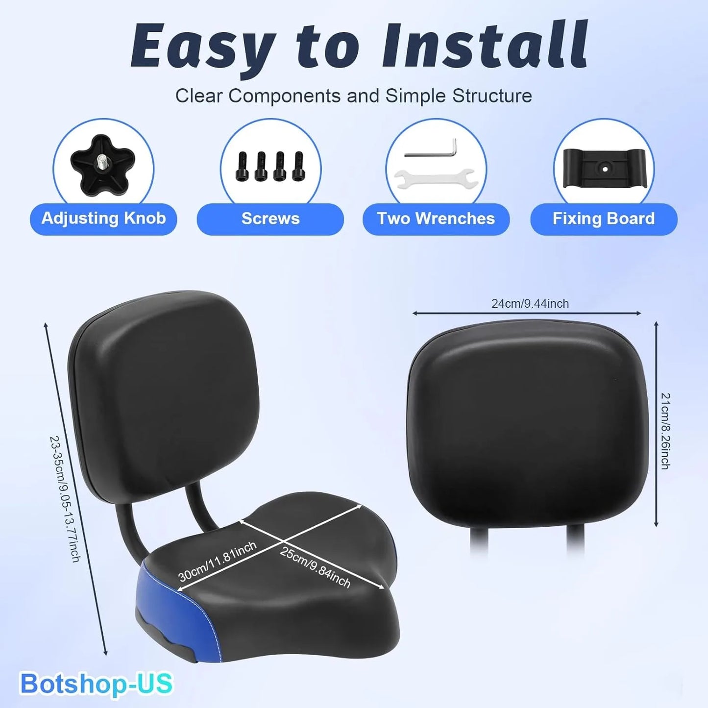 Comfortable Extra Wide Bike Seat With Soft Back Rest Cushion