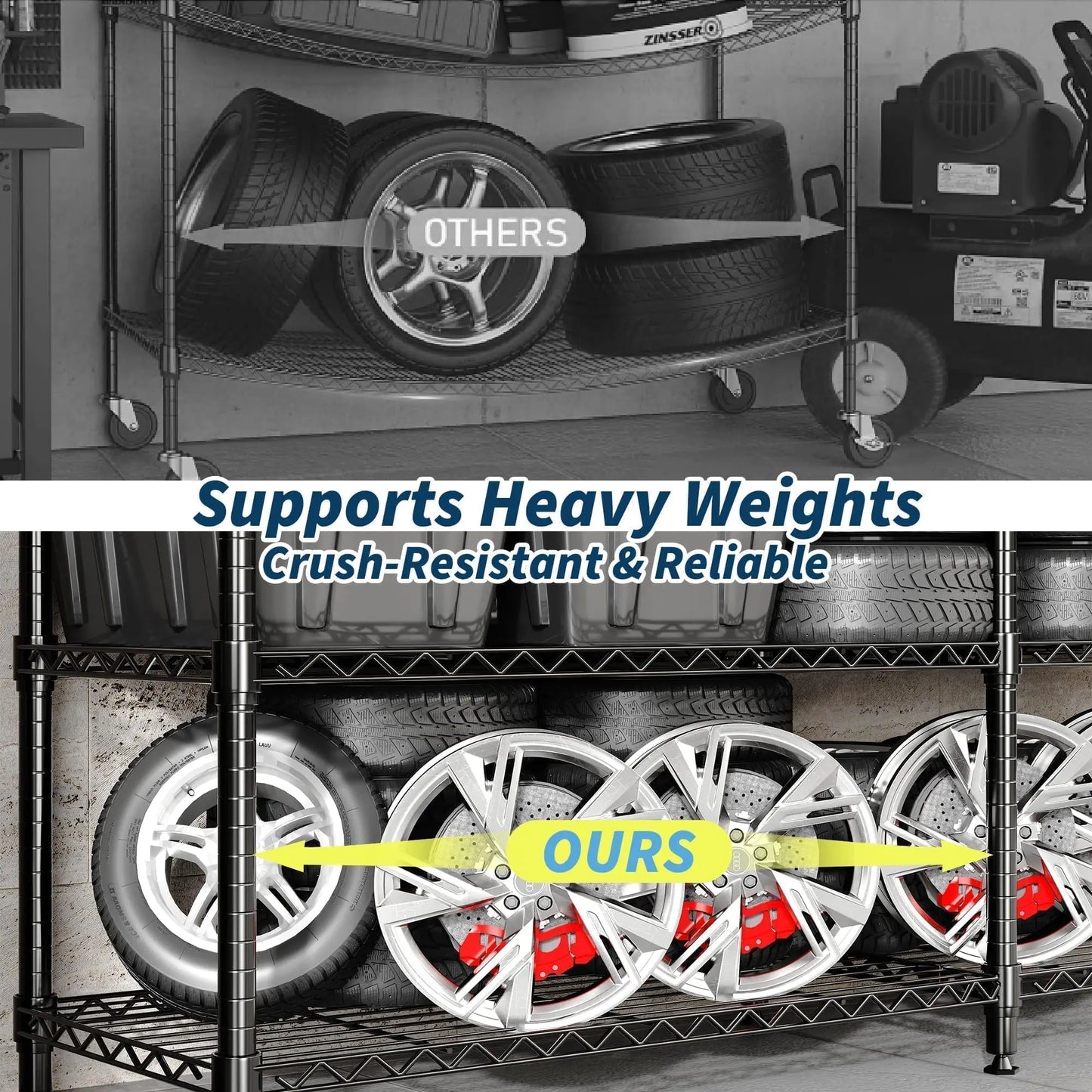 4 Tier Metal Storage Shelves Heavy Duty Wire Shelving Unit