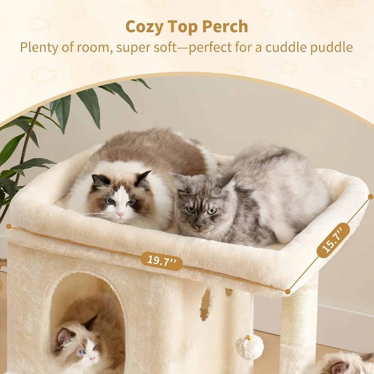 NBVCX Cat Tower With Large Perch, Dual Condos, Sisal Posts