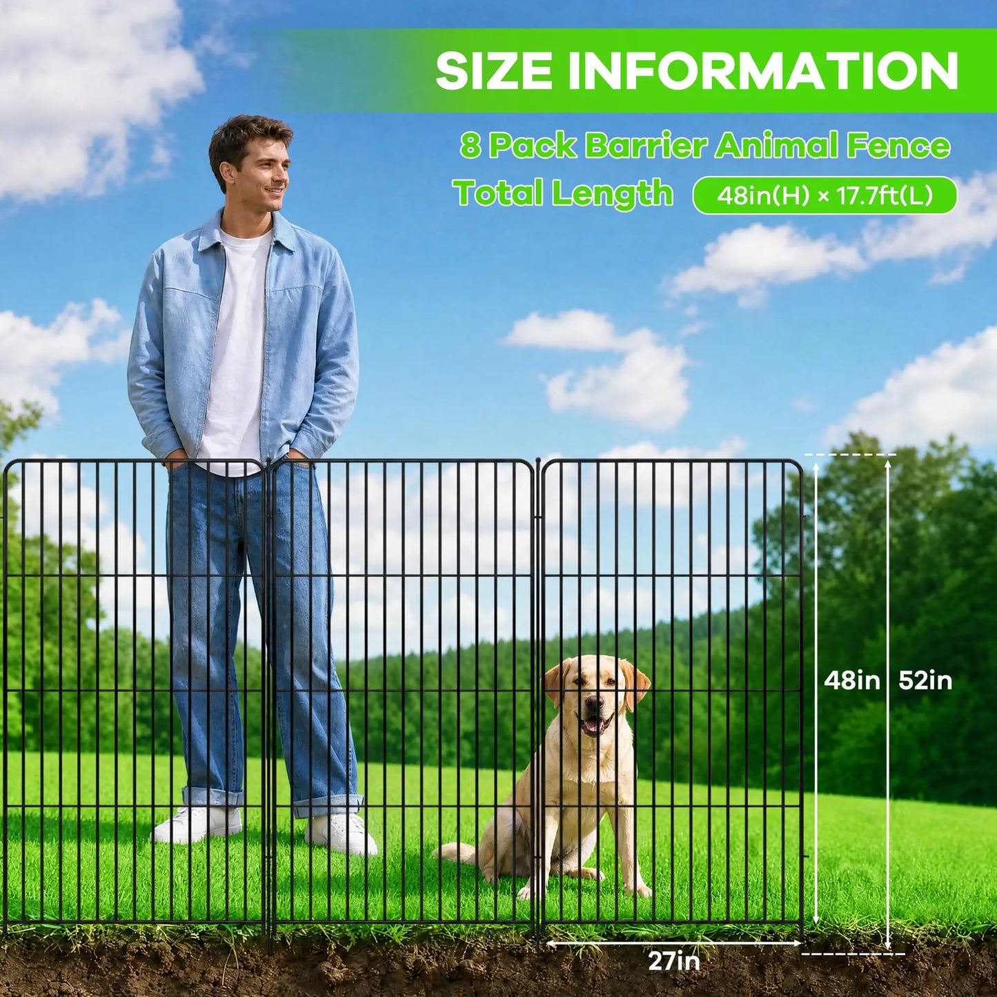 HiMISS 8 Pack Garden Fence Animal Barrier No Dig Dog Fence
