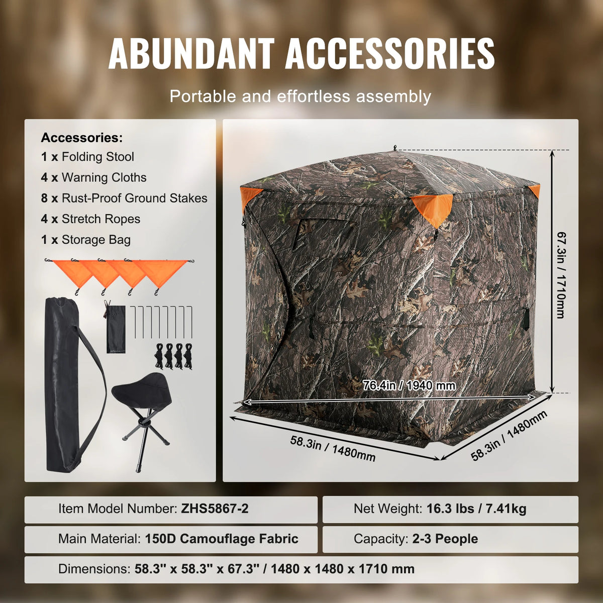 SucceBuy 270 Degree See Through Hunting Ground Blind