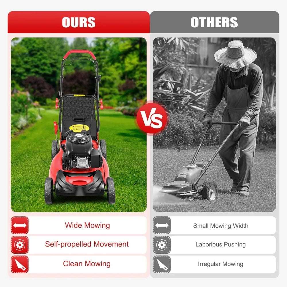 Gas Lawn Mower 140cc Self Propelled 3in1 Bag Heavy Duty