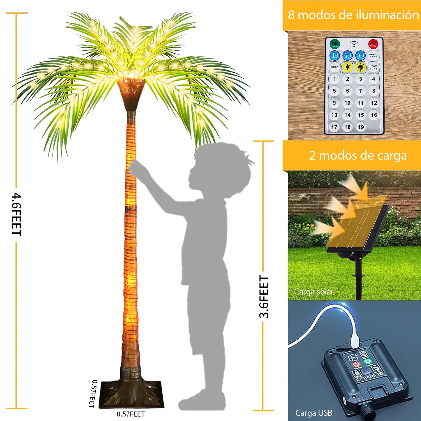 Solar Powered LED Palm Tree Light For Garden Patio Decor