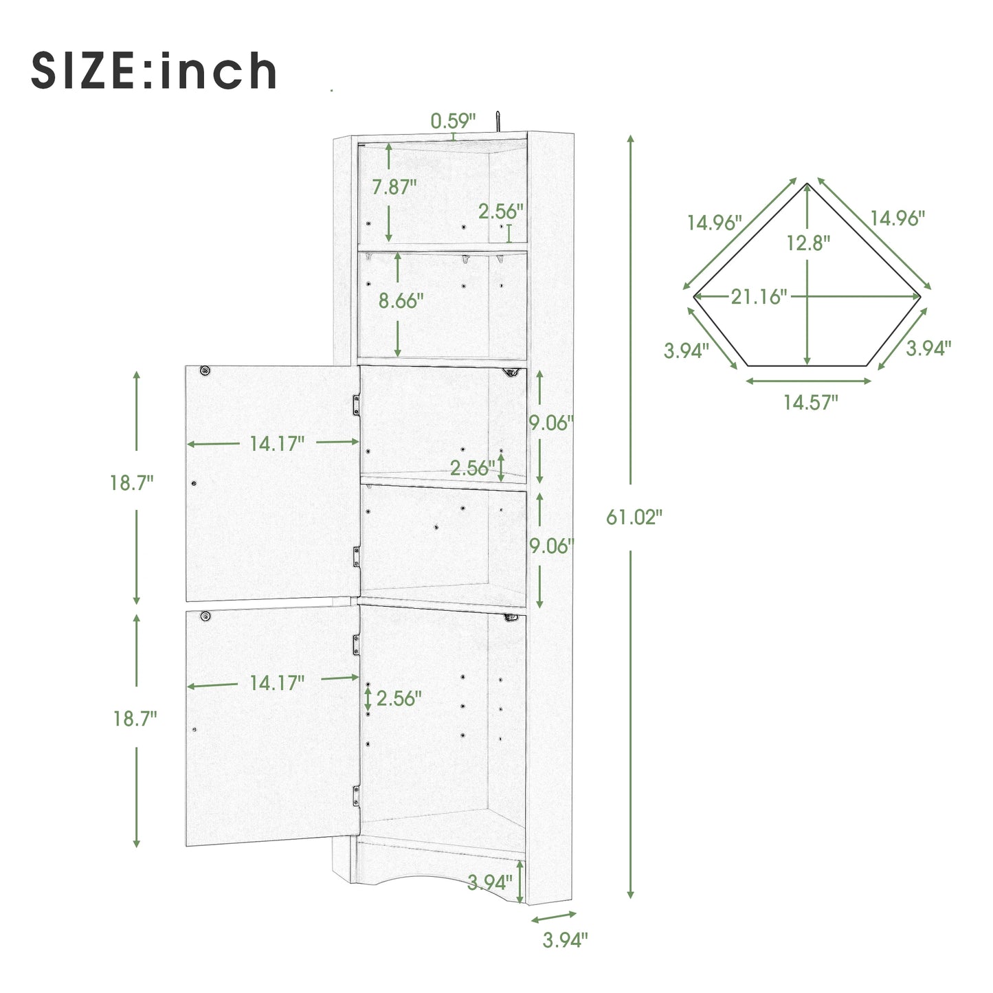Tall Bathroom Corner Cabinet Freestanding With Adjustable Shelves