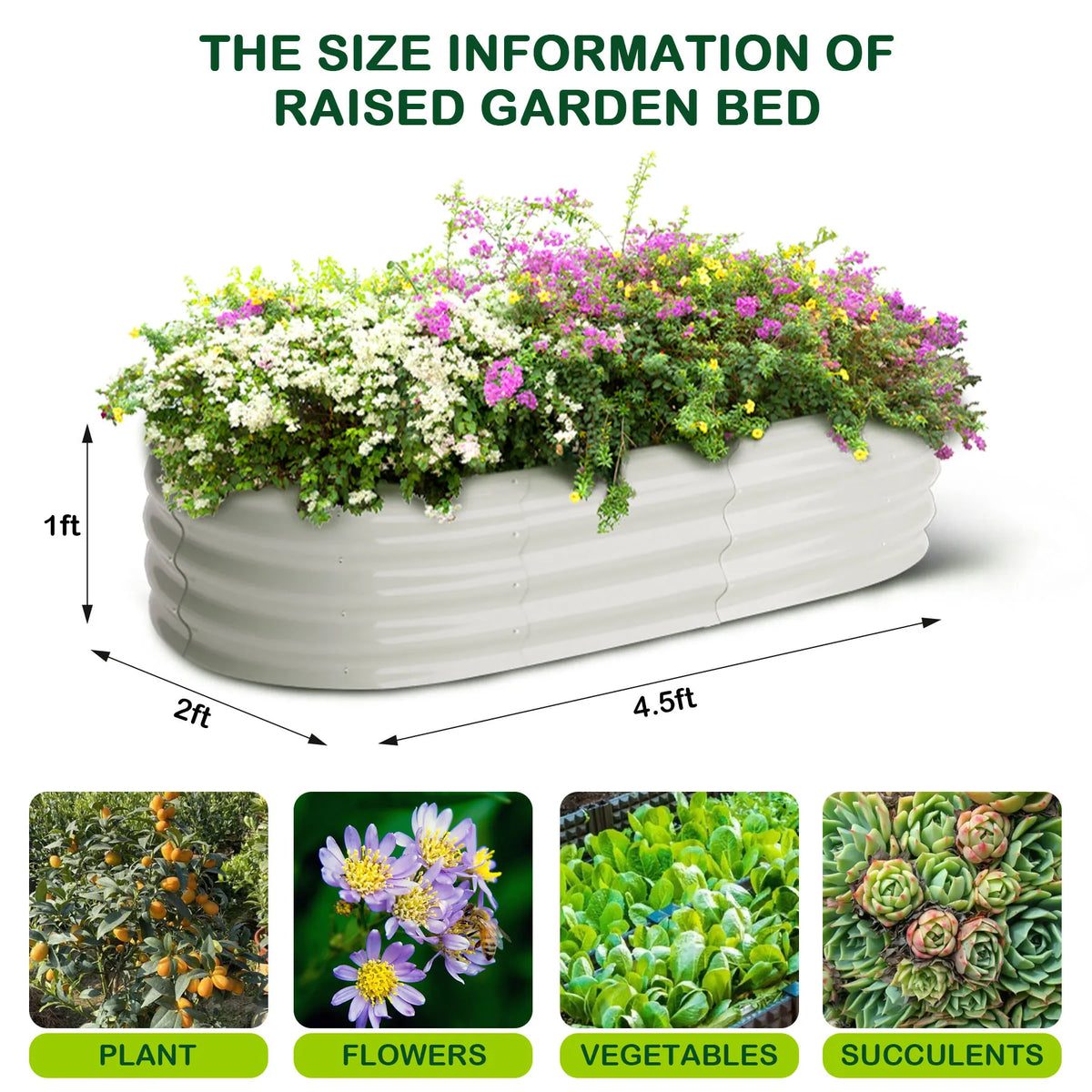 Himiss 2 Pack Galvanized Steel Raised Garden Planter Box For Vegetables Flowers