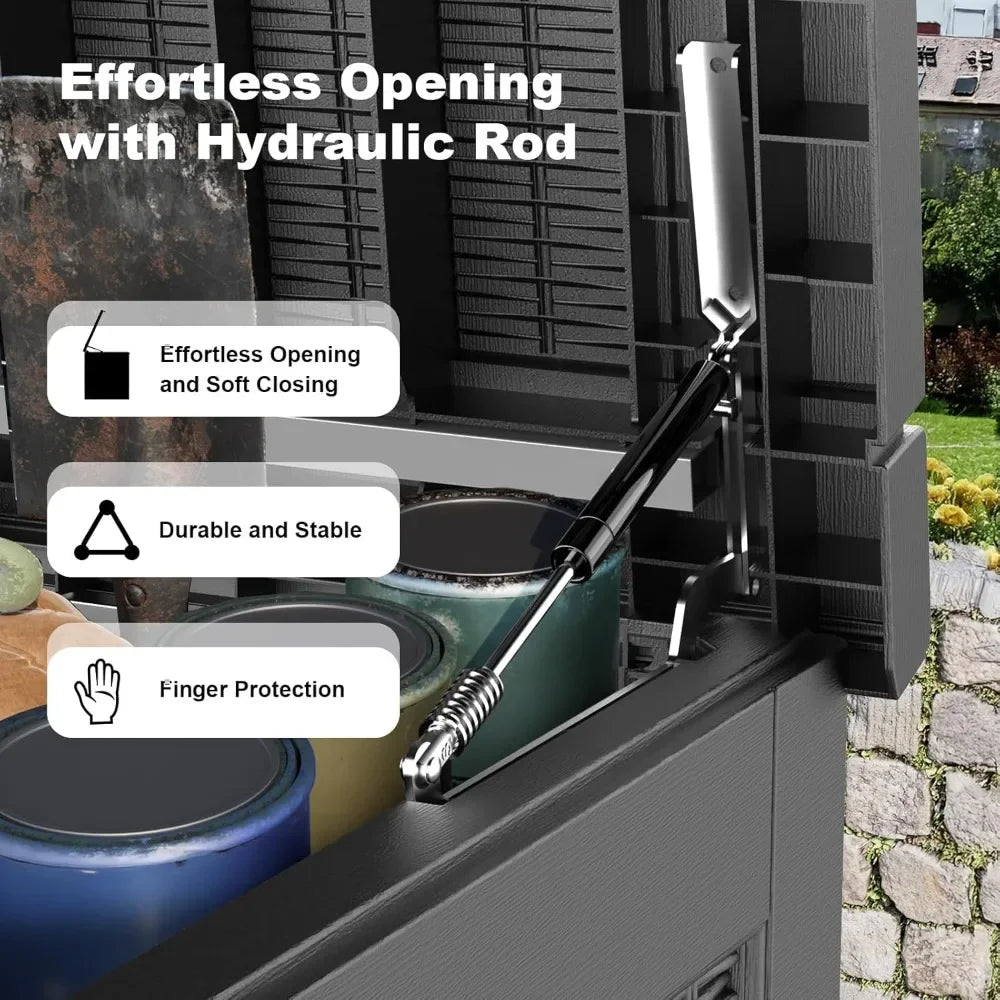 Outdoor Resin Deck Box With Lockable Lid For Cushions
