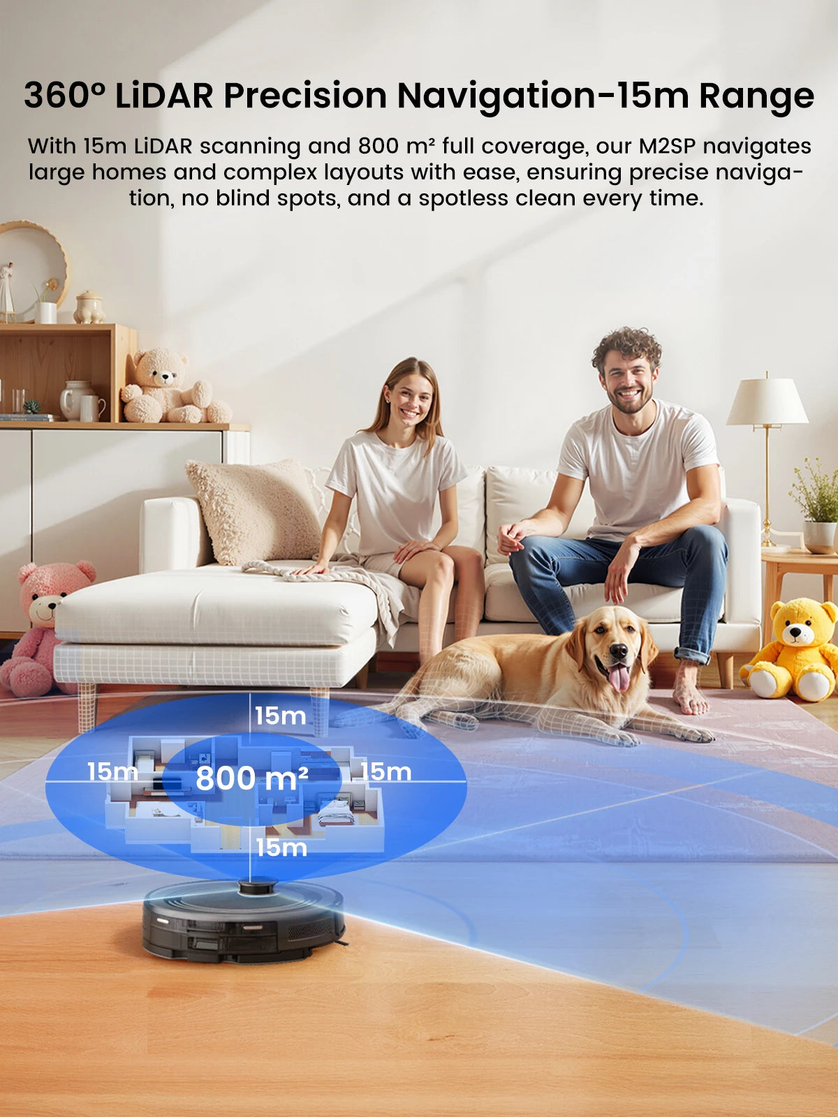 Lefant Robot Vacuum Cleaner with Automatic Emptying M2S Pro,10000Pa, 240 Minutes, Laser Navigation DTOF, Ideal for Pet Hair