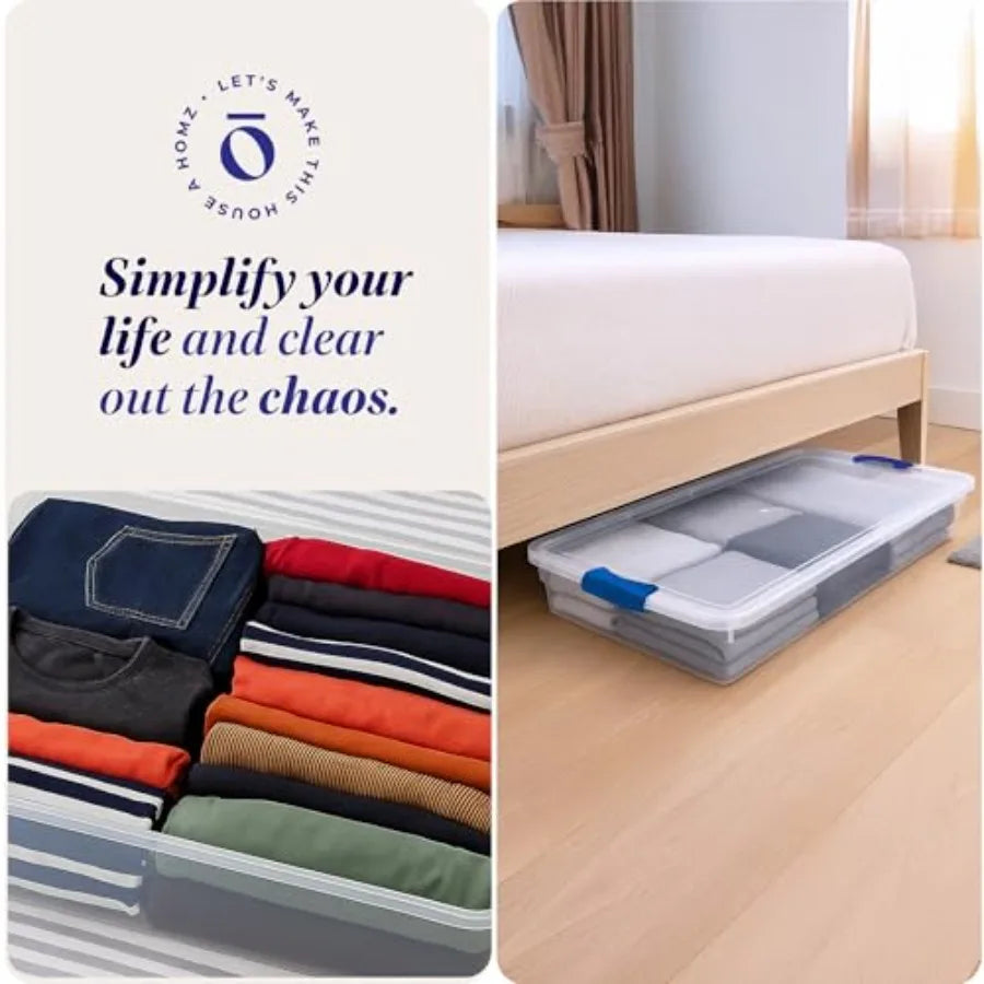 2 Pack Under Bed Storage Containers With Lids Stackable