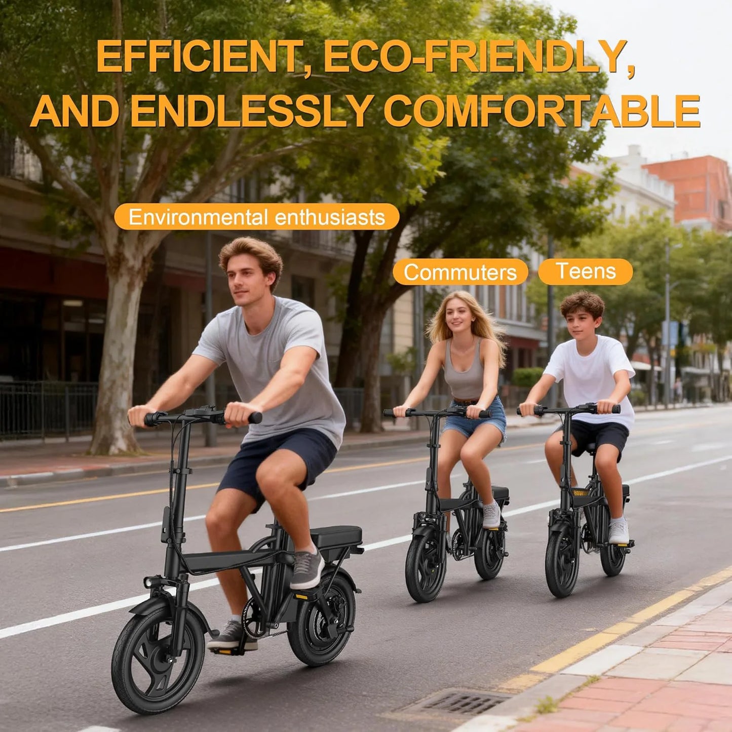 Ladped Foldable Electric Bike 500W Dual Seat 48V Long Range