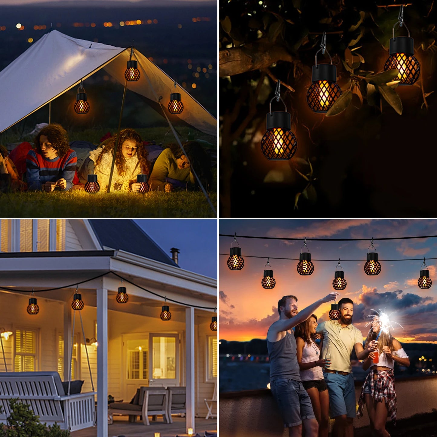 Solar Pendant Lights Outdoor Flicker Flame LED For Gardens