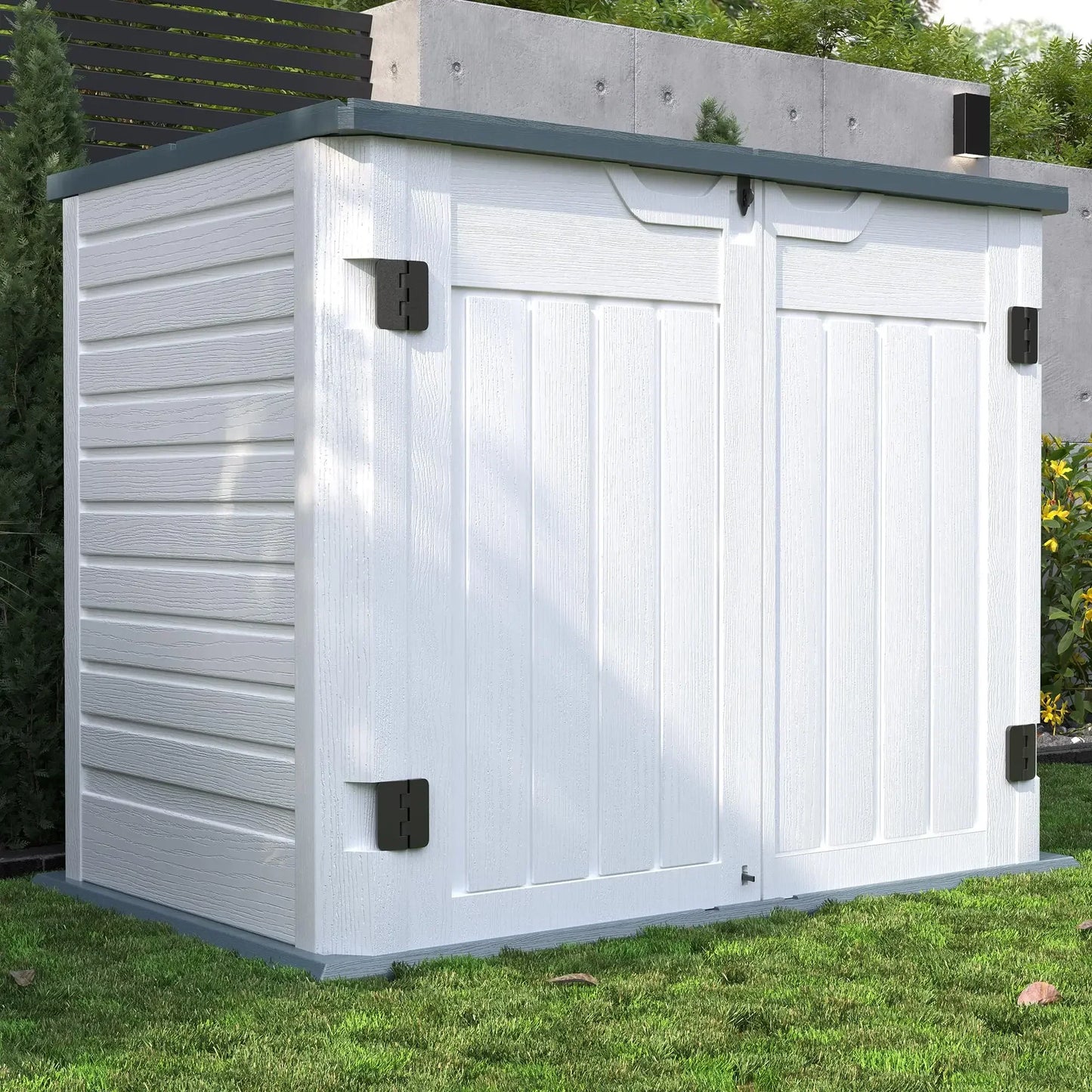 UDPATl0 67 Cu.Ft Outdoor Storage Shed, Vertical Plastic Cabinet Waterproof Sheds with Floor Included for Pool, Backyards, Garden