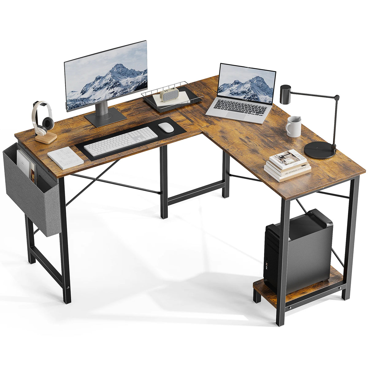 JHK L Shape Metal Frame Gaming Office Desk