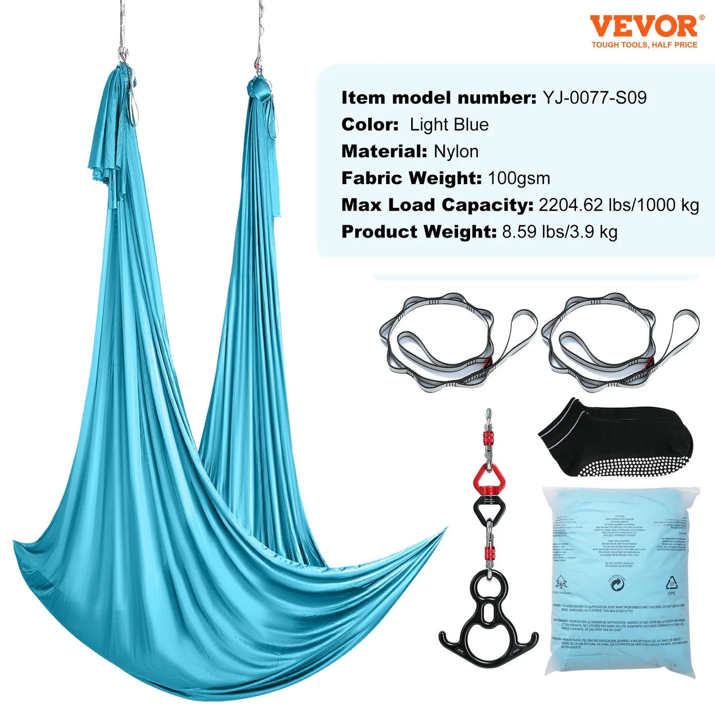 VEVOR Aerial Yoga Hammock Starter Kit With Silk Straps