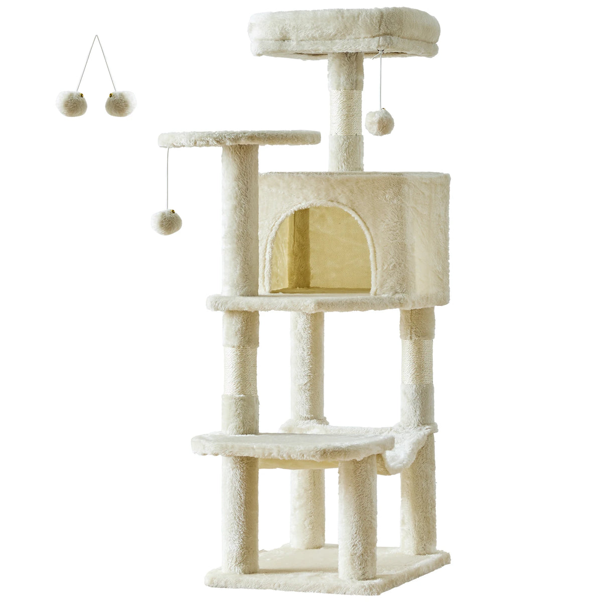 JHK 44 Inch Natural Sisal Tower For Multi Cat Indoor Pet Furniture
