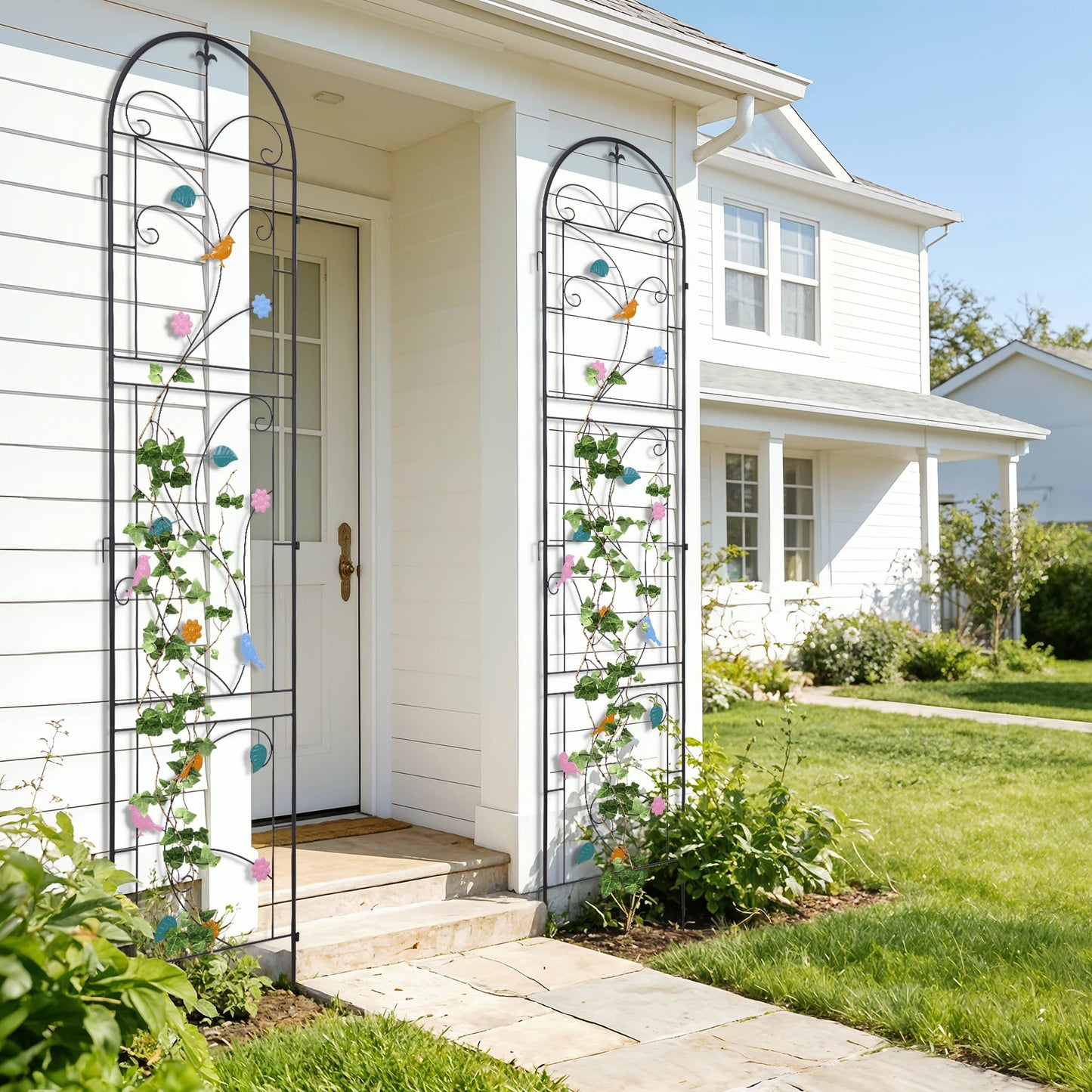 2 Pack Metal Garden Trellis For Outdoor Plant Fence Support
