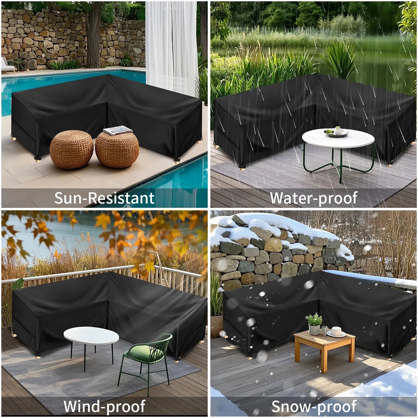 L Shape Outdoor Furniture Cover Waterproof Dustproof Mold Resistant