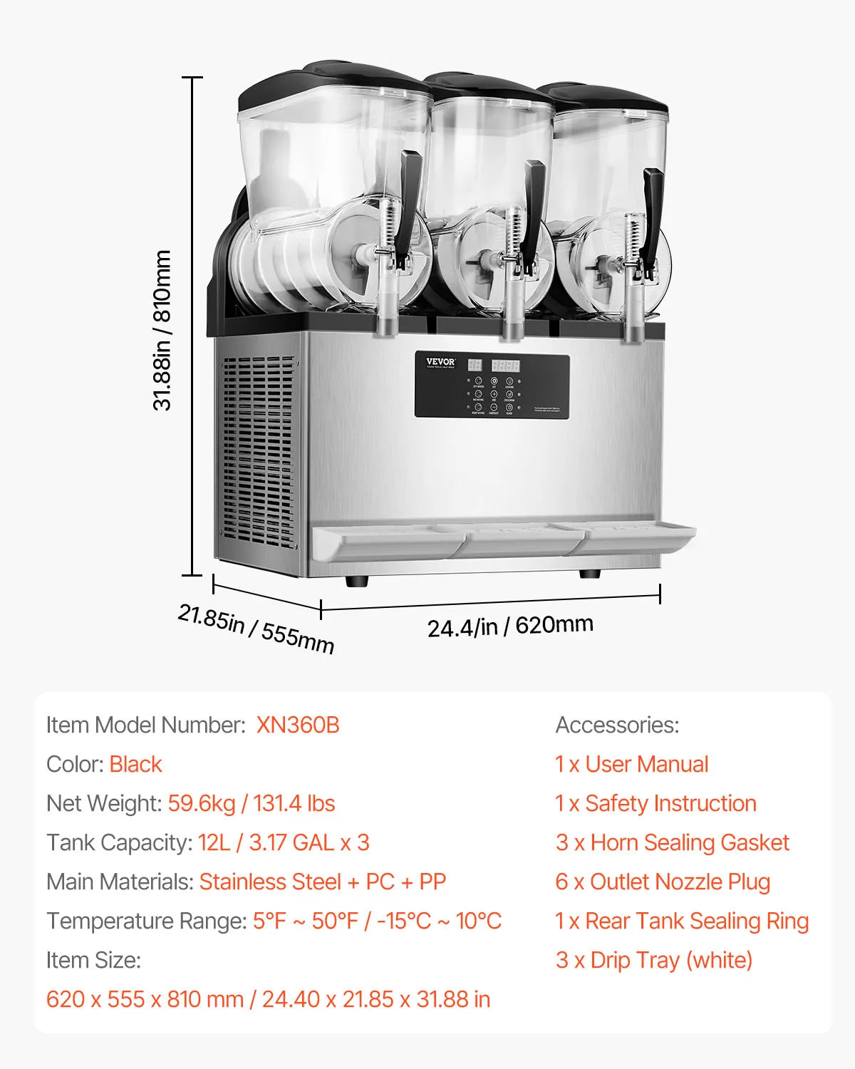 SucceBuy Commercial Slushy Machine Stainless Steel Two Tank System