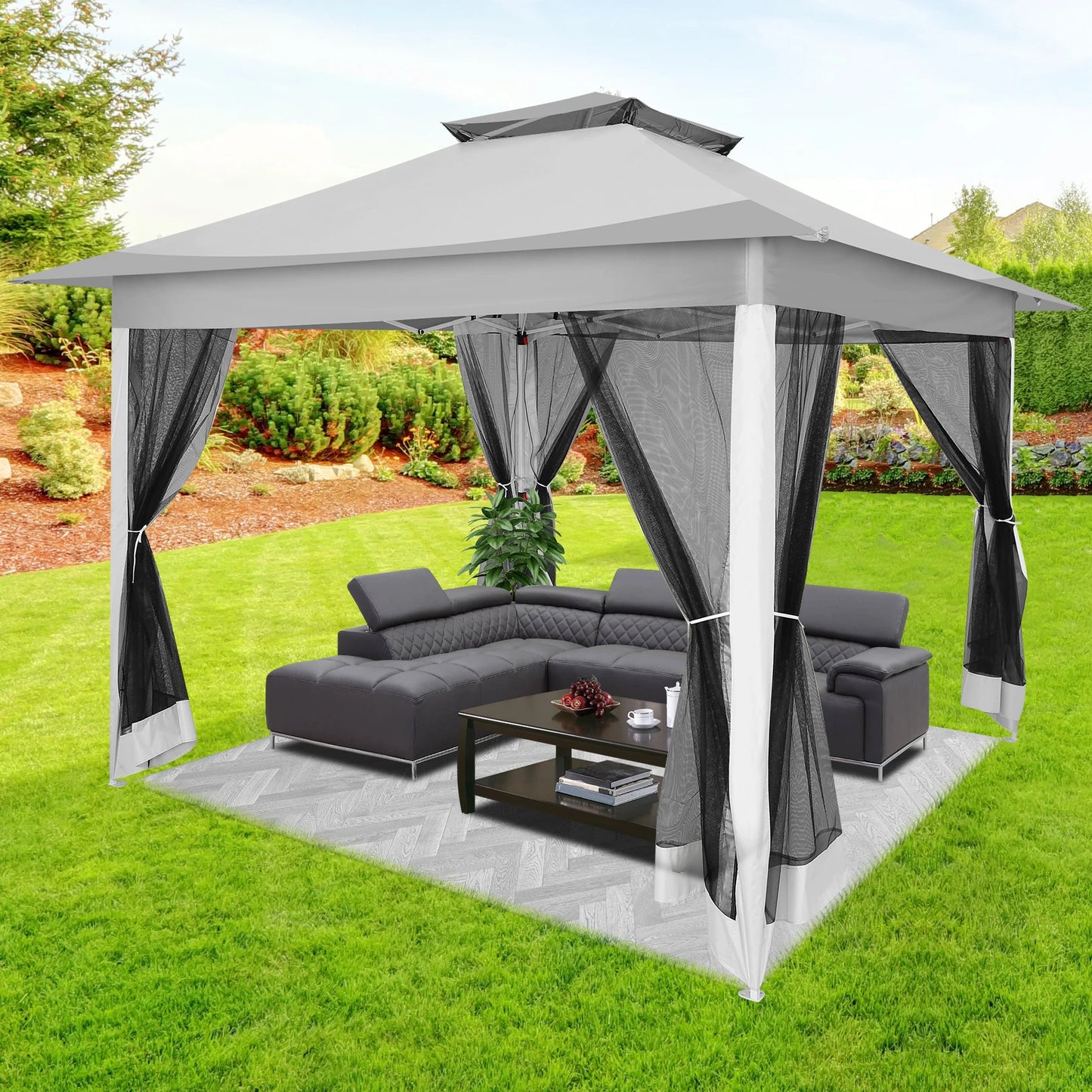 Tooluck Pop Up Gazebo Canopy Tent With Mosquito Netting