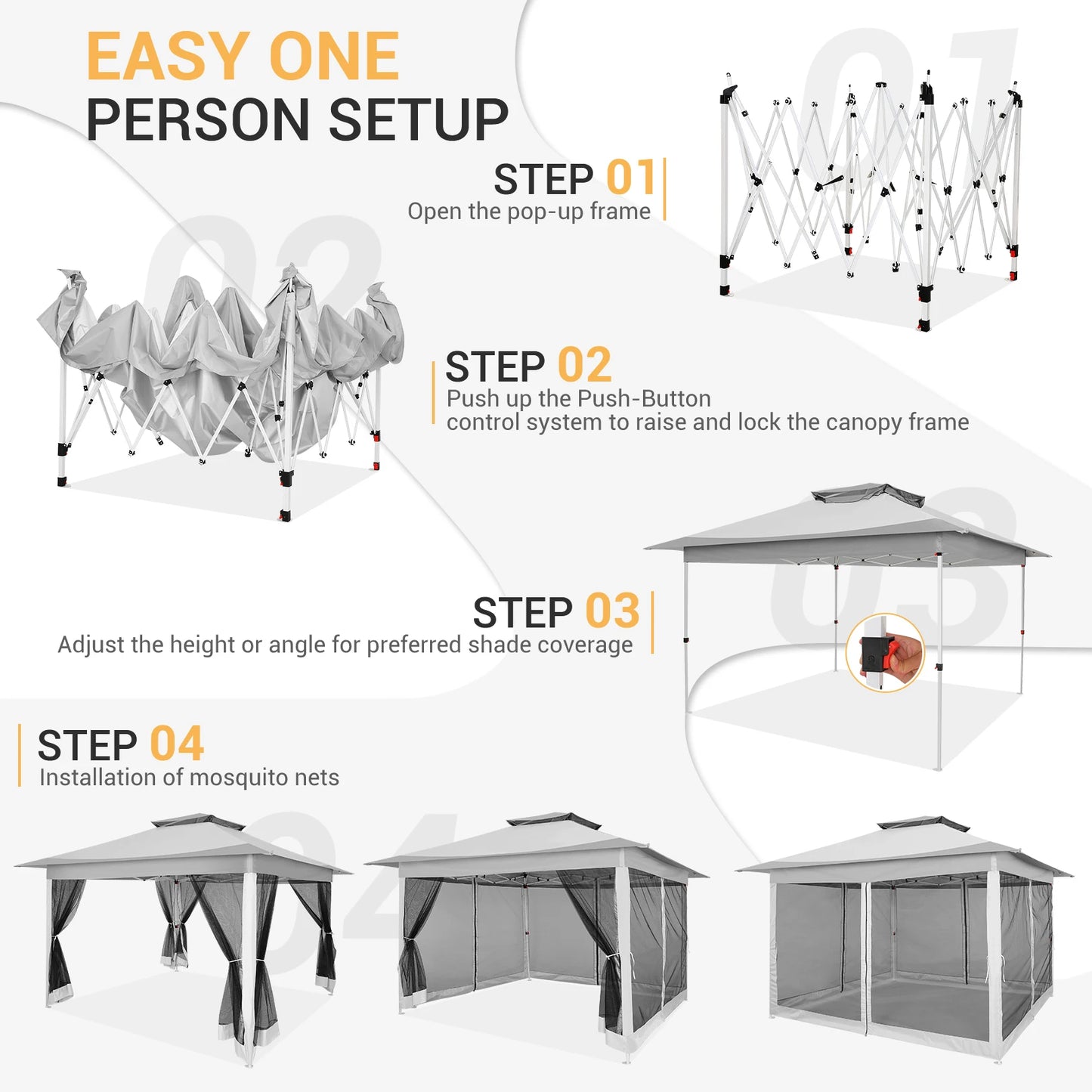 Tooluck Pop Up Gazebo Canopy Tent With Mosquito Netting