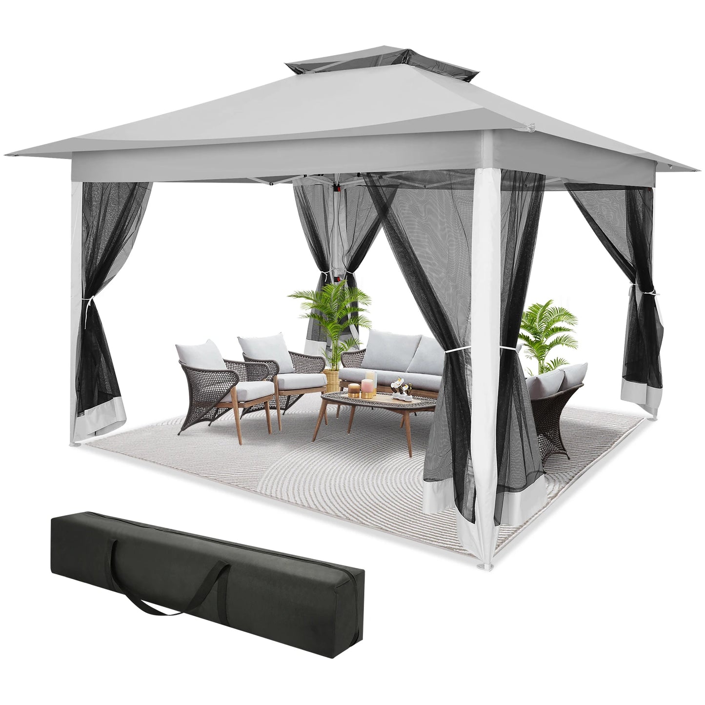 Tooluck Pop Up Gazebo Canopy Tent With Mosquito Netting