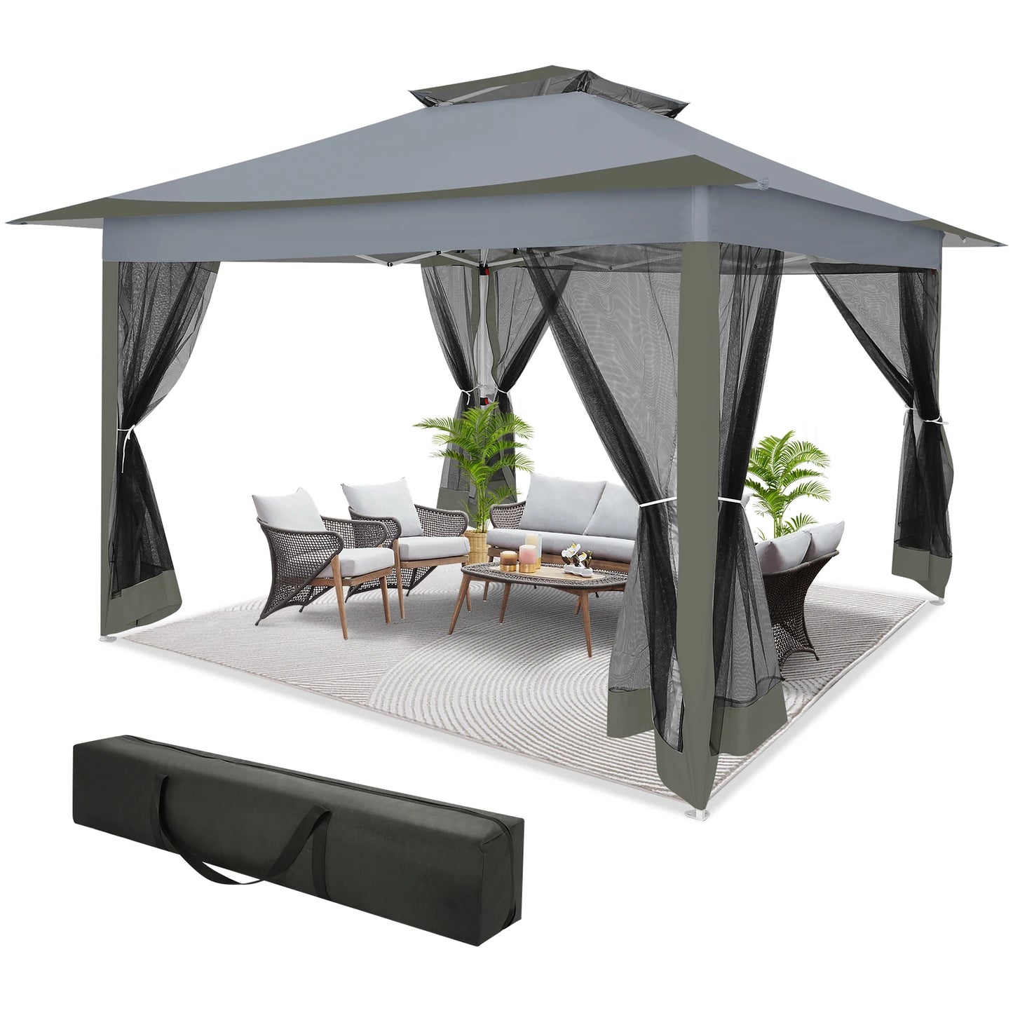 Tooluck Pop Up Gazebo Canopy Tent With Mosquito Netting