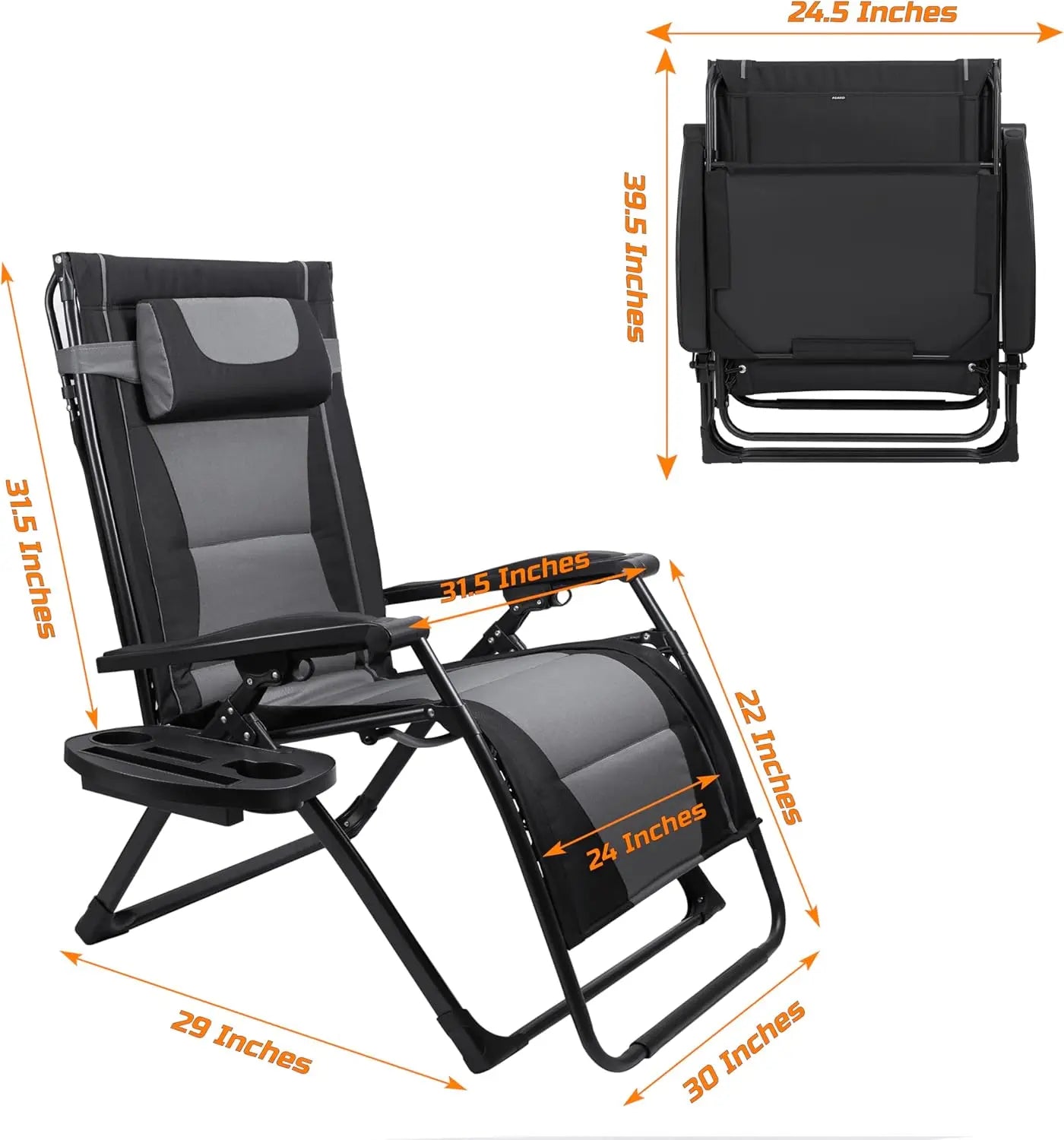 Zero Gravity Folding Chair With Sunshade For Outdoor Camping Patio