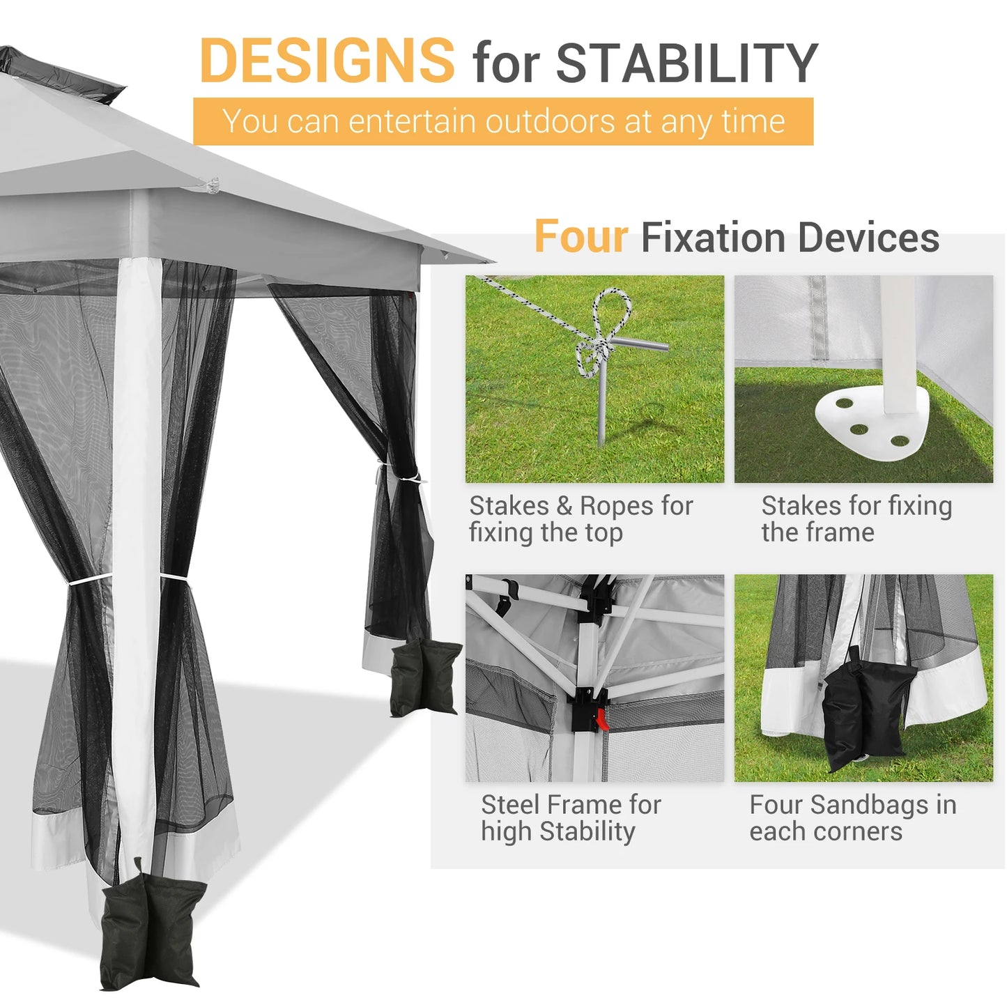 Tooluck Pop Up Gazebo Canopy Tent With Mosquito Netting