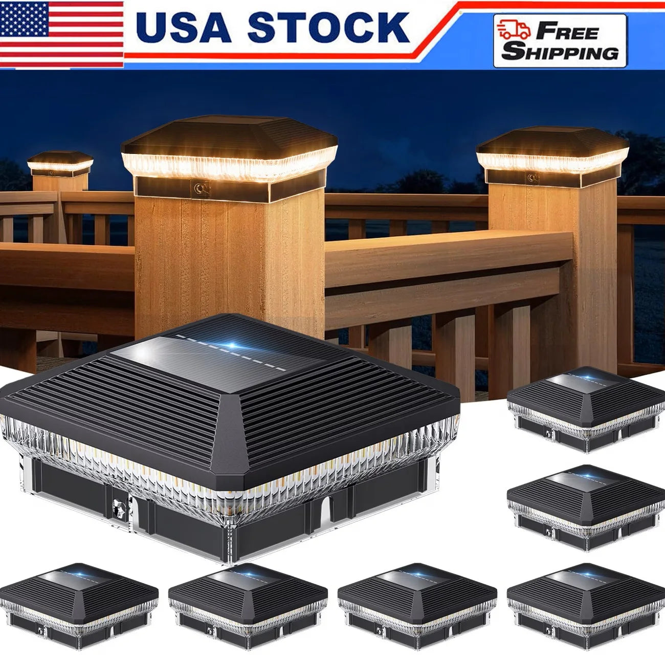 Solar Fence Post Lights 6 To 12 Pack Outdoor 40 LEDs 30 Lumens