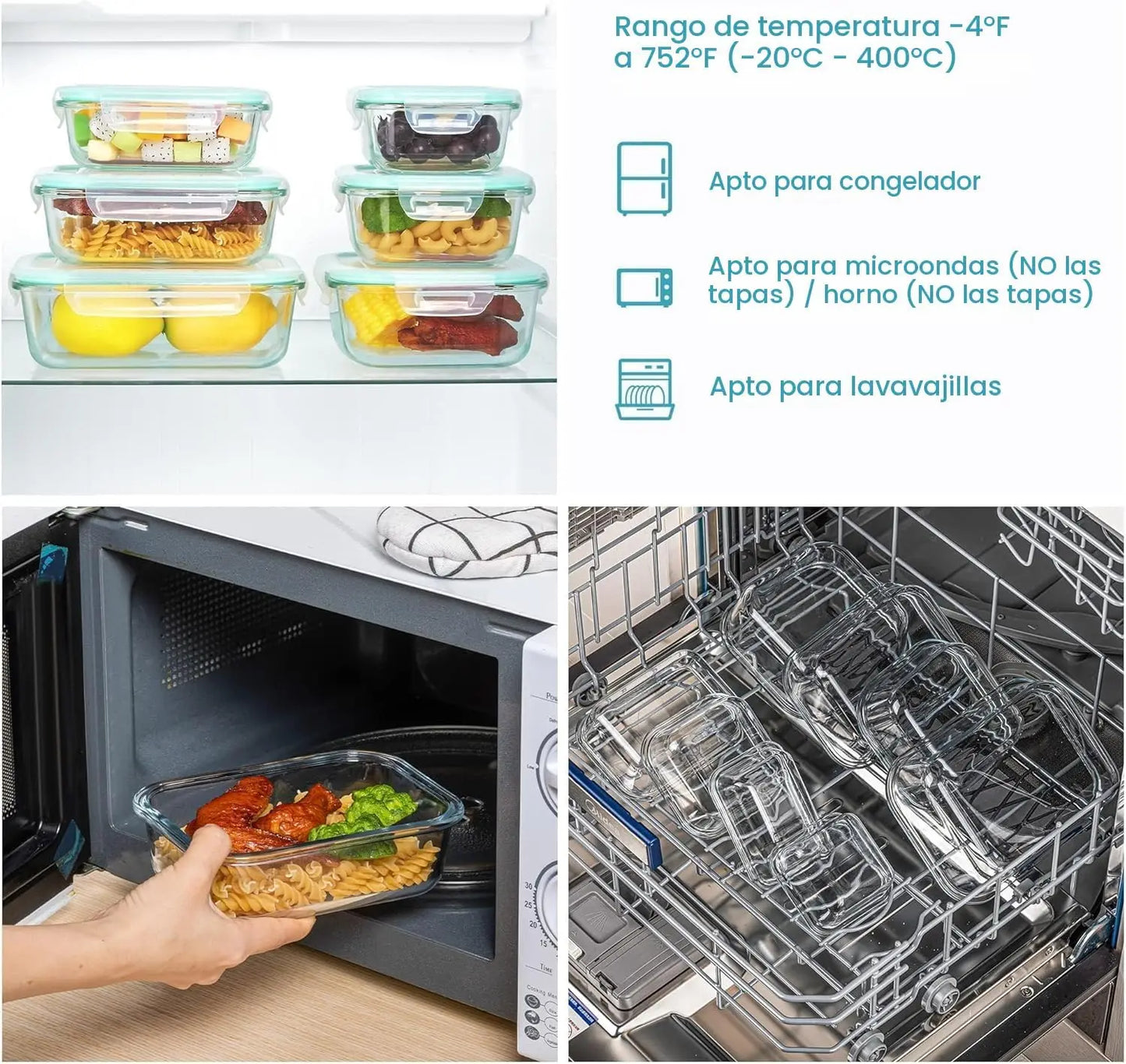 Glass Food Storage Containers With Snap Lock Lids Airtight