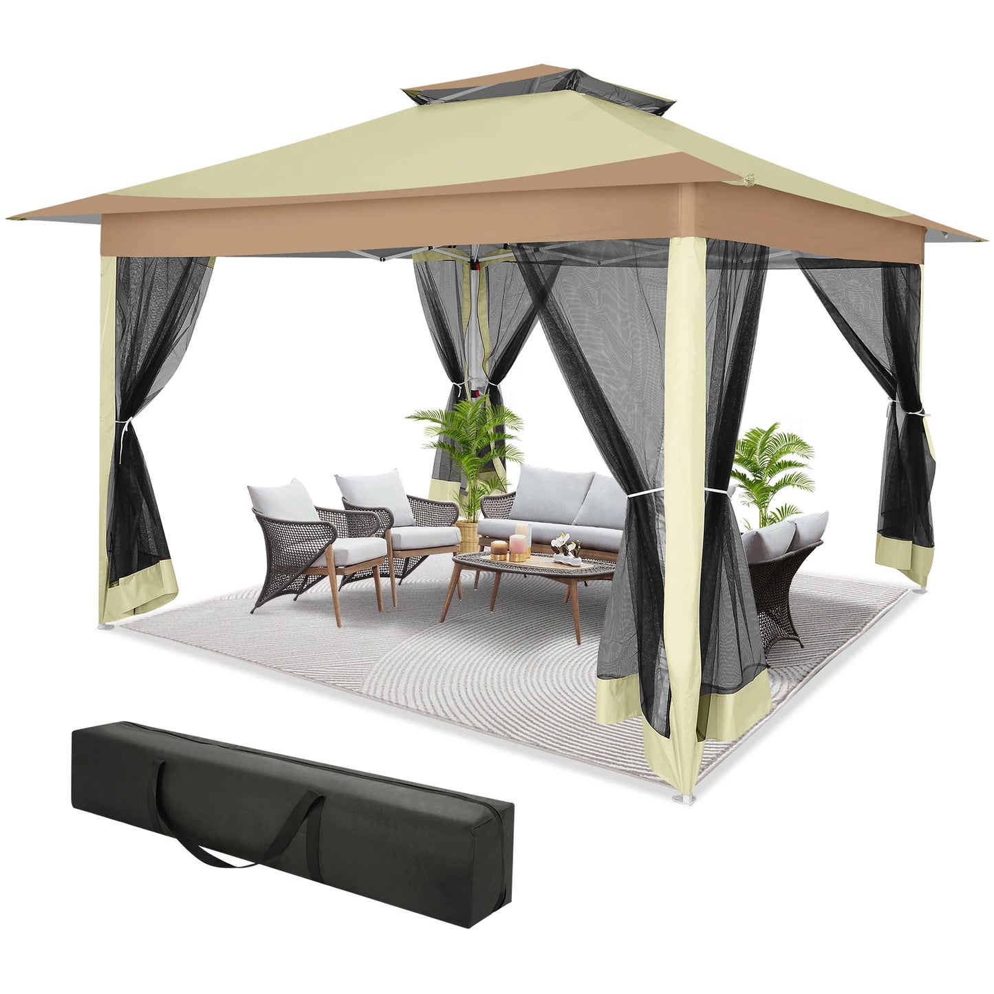 Tooluck Pop Up Gazebo Canopy Tent With Mosquito Netting