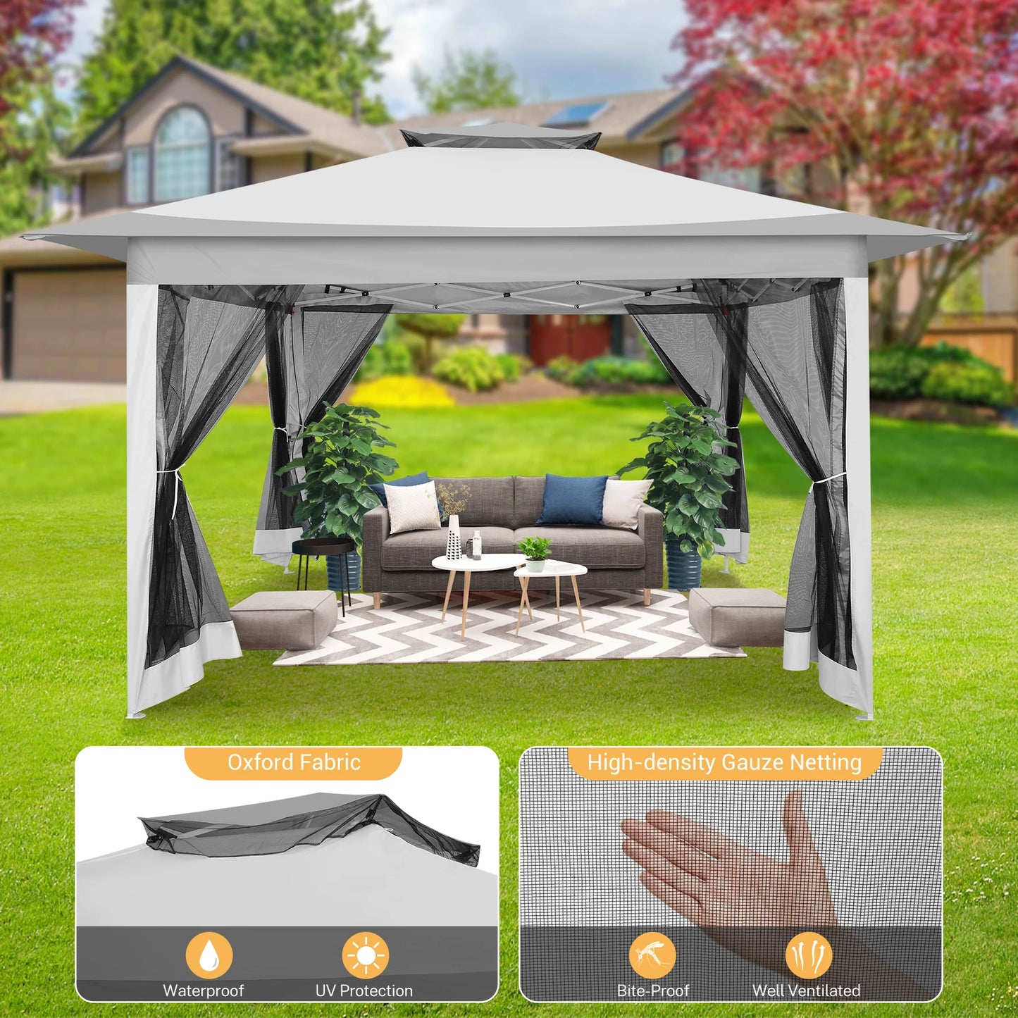 Tooluck Pop Up Gazebo Canopy Tent With Mosquito Netting