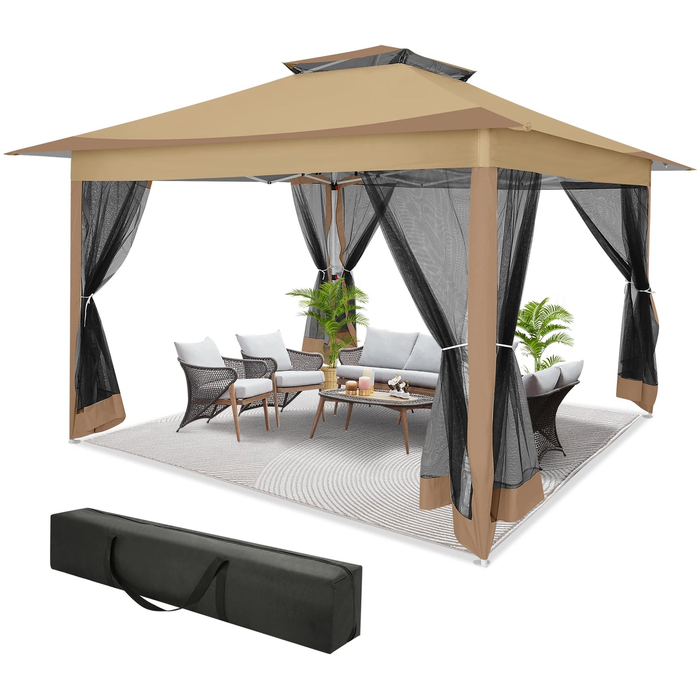 Tooluck Pop Up Gazebo Canopy Tent With Mosquito Netting