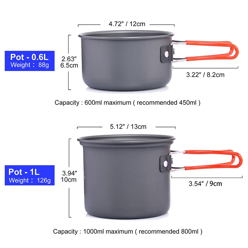 Widesea Camping Cookware Set Portable Stove Pot Cup For Three
