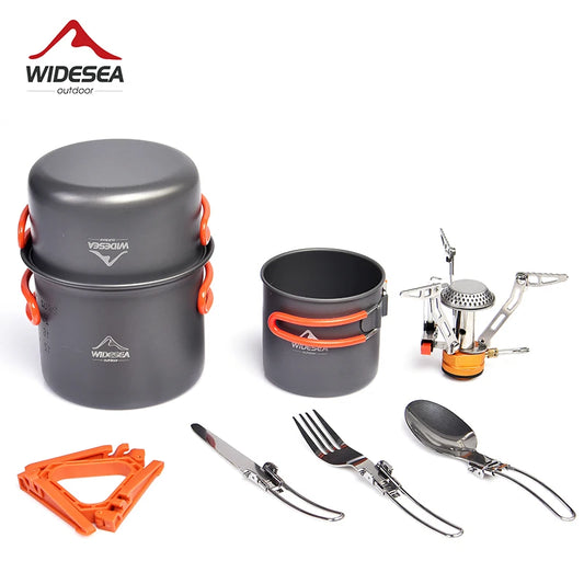 Widesea Camping Cookware Set Portable Stove Pot Cup For Three